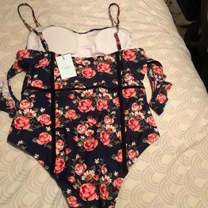 New floral cute  cupshe off the shoulder one piece